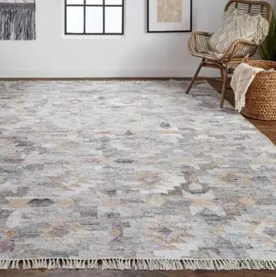 Estie Geometric Handwoven Rug - Gray - Gray