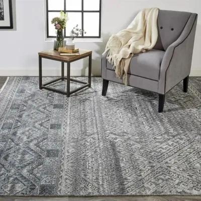 Alice Geometric Hand-Knotted Rug - Blue/Gray - Blue