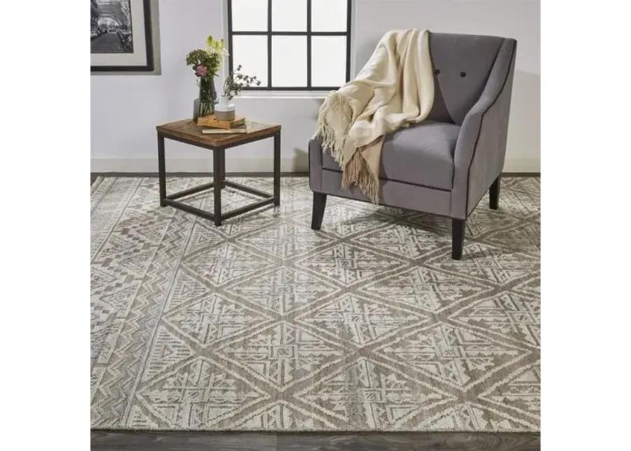 Alice Geometric Hand-Knotted Rug - Beige/Gray - Beige