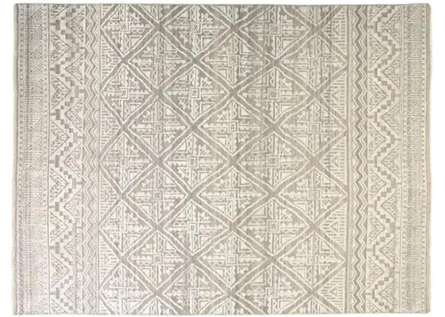 Alice Geometric Hand-Knotted Rug - Beige/Gray - Beige