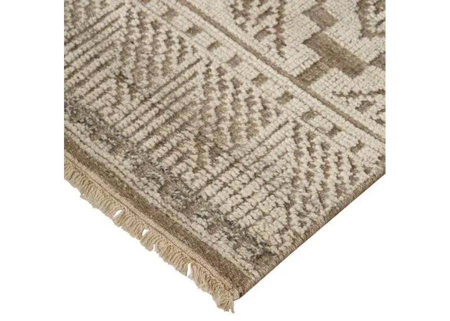 Alice Geometric Hand-Knotted Rug - Beige/Gray - Beige