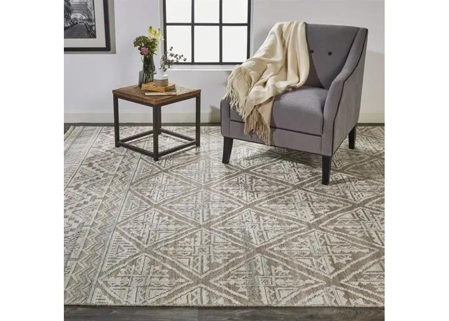 Alice Geometric Hand-Knotted Rug - Beige/Gray - Beige