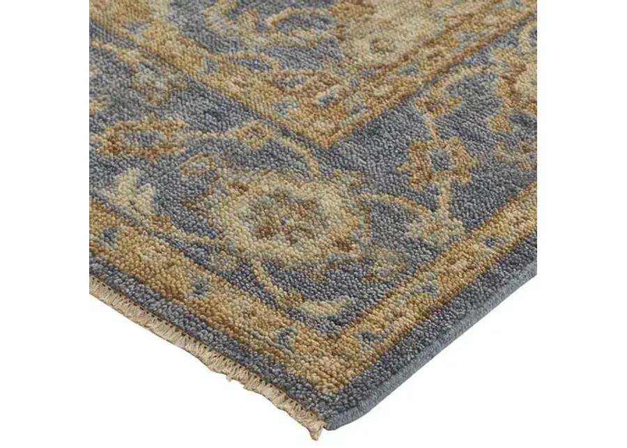 Iris Ornamental Hand-Knotted Rug - Light Blue/Beige - Blue