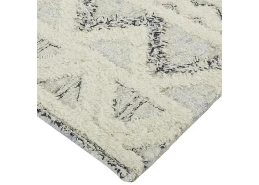 Emmalee Geometric Hand-Tufted Rug - Blue/Ivory - Ivory