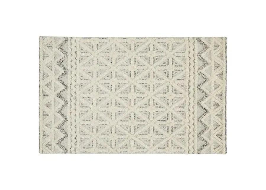 Emmalee Geometric Hand-Tufted Rug - Blue/Ivory - Ivory