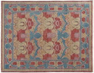 Jean Ornamental Hand-Knotted Rug - Red - Red