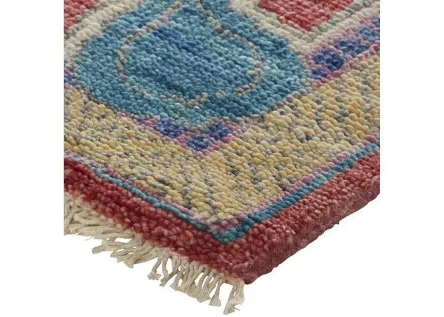 Jean Ornamental Hand-Knotted Rug - Red - Red