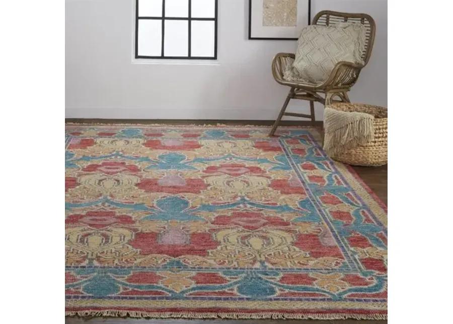 Jean Ornamental Hand-Knotted Rug - Red - Red