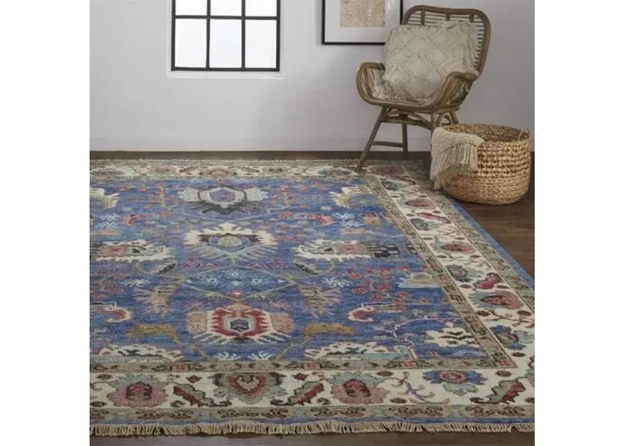 Jean Ornamental Hand-Knotted Rug - Blue - Blue