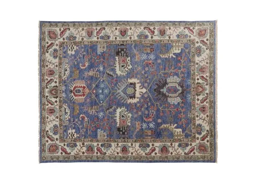 Jean Ornamental Hand-Knotted Rug - Blue - Blue