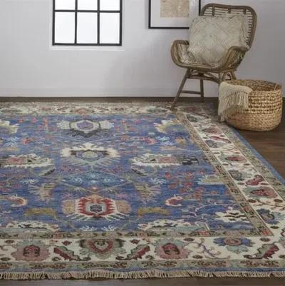 Jean Ornamental Hand-Knotted Rug - Blue - Blue