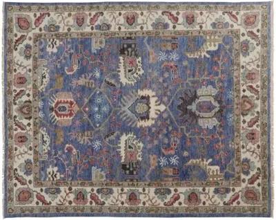 Jean Ornamental Hand-Knotted Rug - Blue - Blue