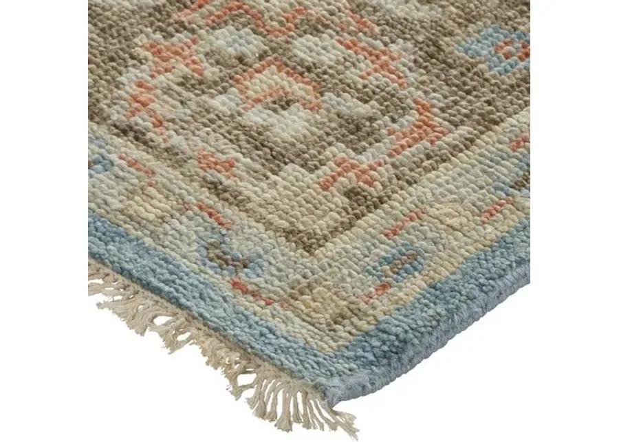 Jean Ornamental Hand-Knotted Rug - Blue/Brown - Blue