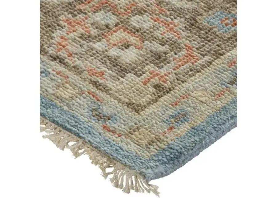 Jean Ornamental Hand-Knotted Rug - Blue/Brown - Blue