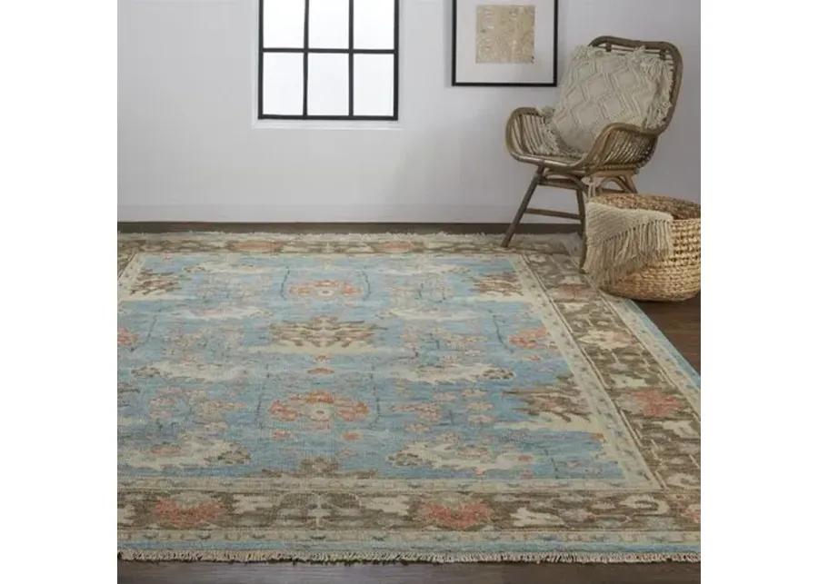 Jean Ornamental Hand-Knotted Rug - Blue/Brown - Blue