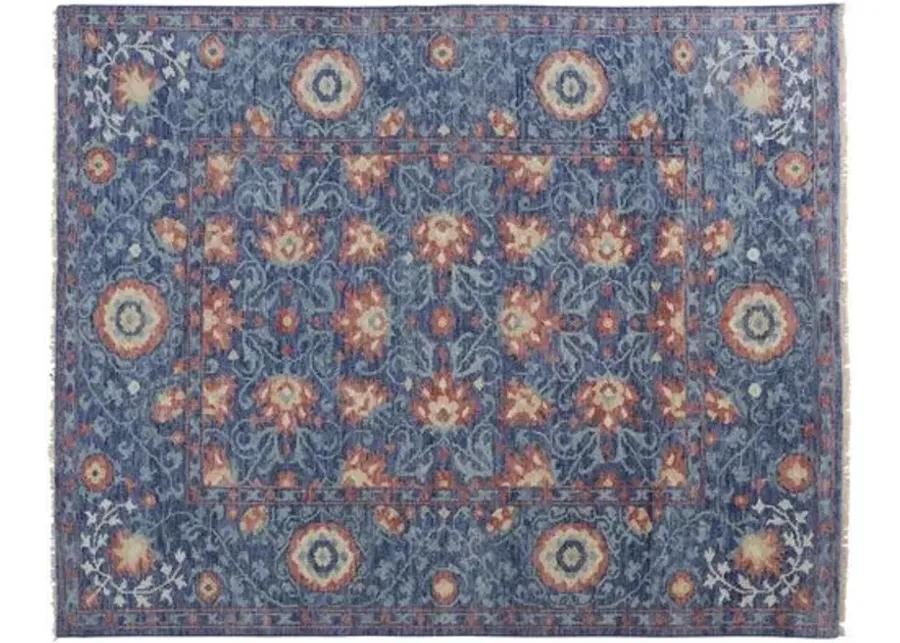 Jean Ornamental Hand-Knotted Rug - Blue - Blue