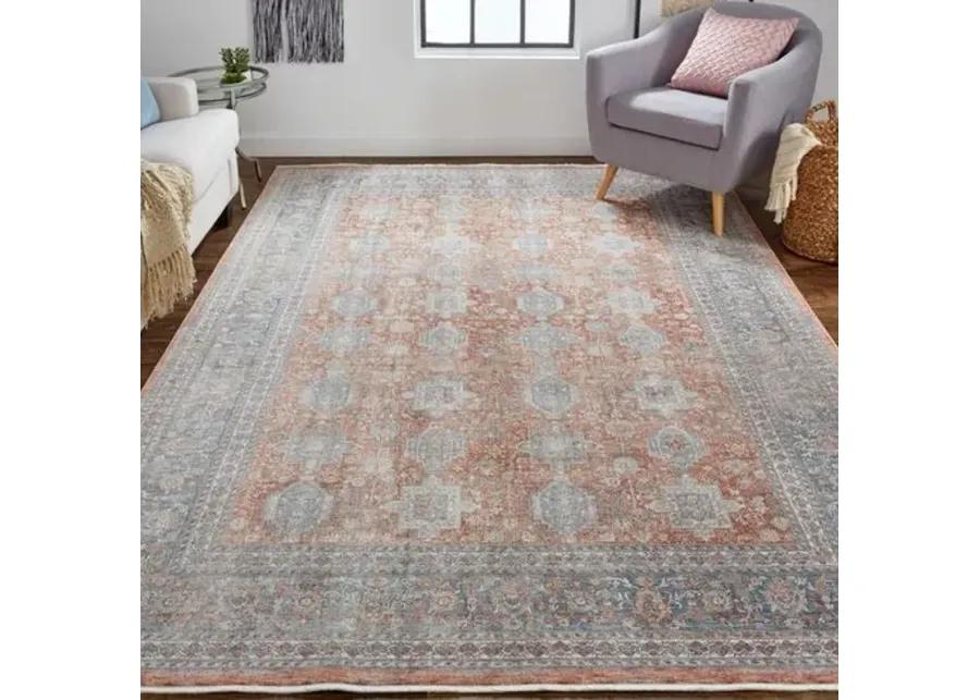 Dorothea Ornamental Rug - Rust/Blue - Red - Red