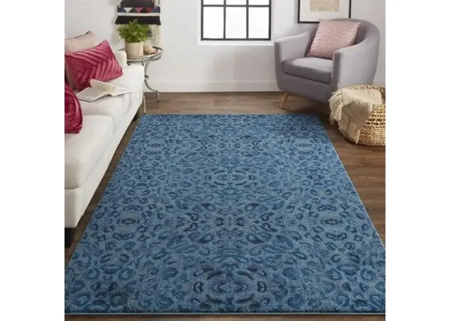 Mara Print Rug - Dark Blue - Blue