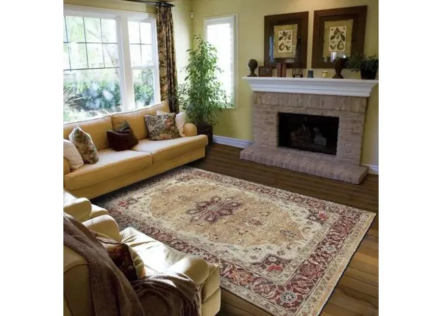 Elaine Traditional Hand-Knotted Rug - Gold/Brown - Gold