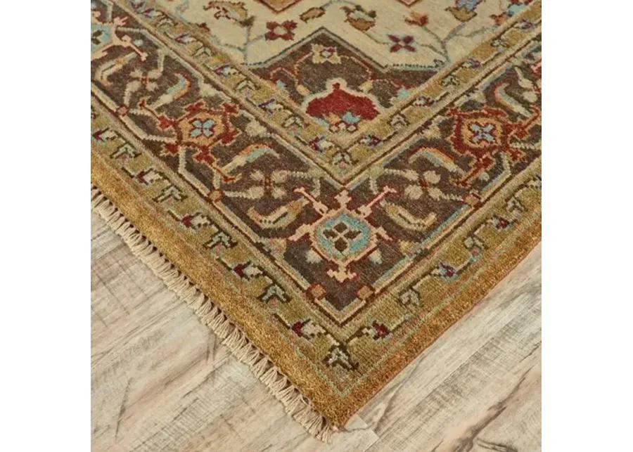 Elaine Traditional Hand-Knotted Rug - Gold/Brown - Gold