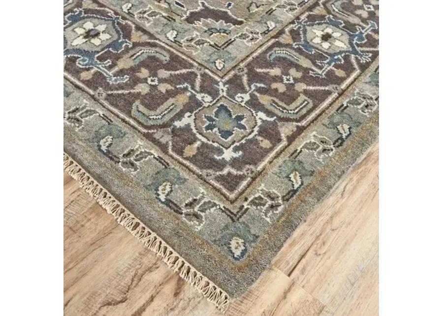 Elaine Traditional Hand-Knotted Rug - Ivory/Walnut - Gray - Gray