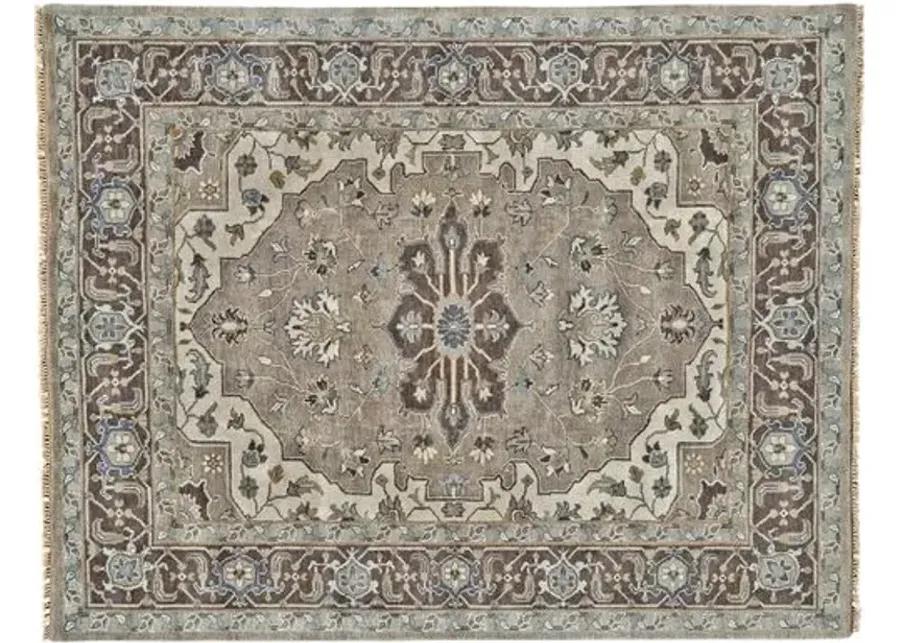 Elaine Traditional Hand-Knotted Rug - Ivory/Walnut - Gray - Gray