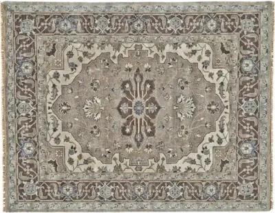 Elaine Traditional Hand-Knotted Rug - Ivory/Walnut - Gray - Gray