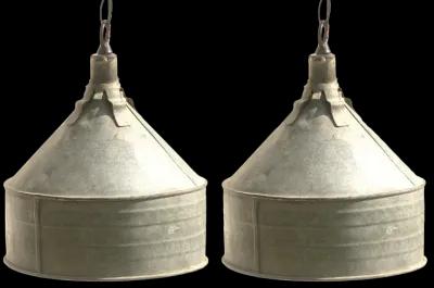 Farmhouse Chic Funnel Pendant Lights Set of 2 - Chez Vous - Silver