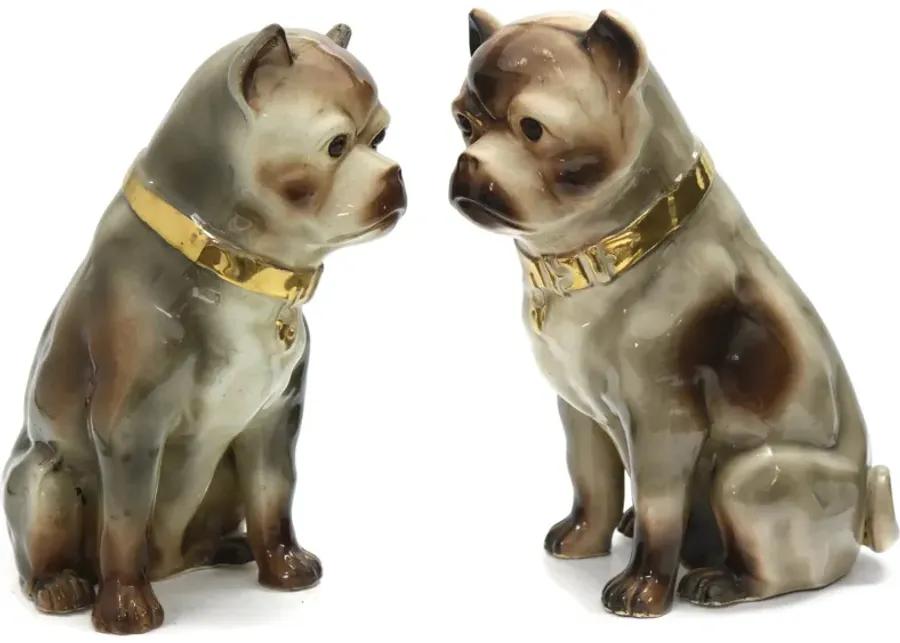 19th-C. Life Sized Staffordshire Pugs - The Queens Landing - Gray