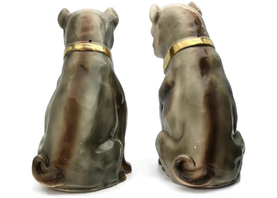 19th-C. Life Sized Staffordshire Pugs - The Queens Landing - Gray