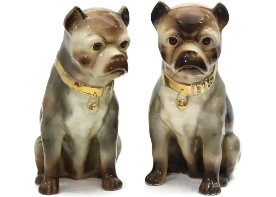 19th-C. Life Sized Staffordshire Pugs - The Queens Landing - Gray