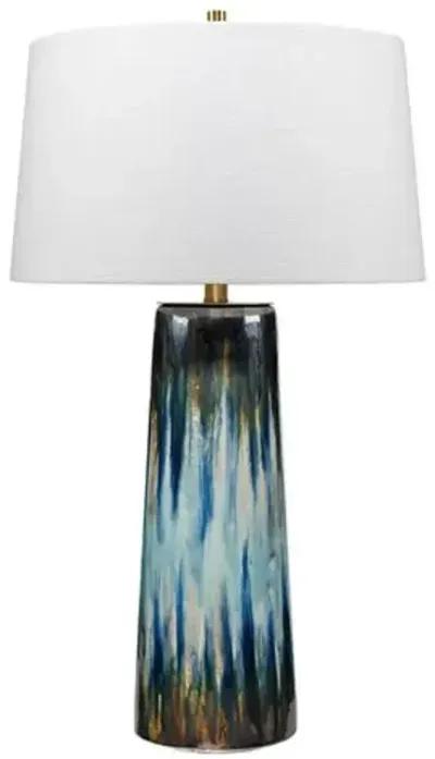 Brushstroke Table Lamp, Aqua/Navy - Jamie Young Co.