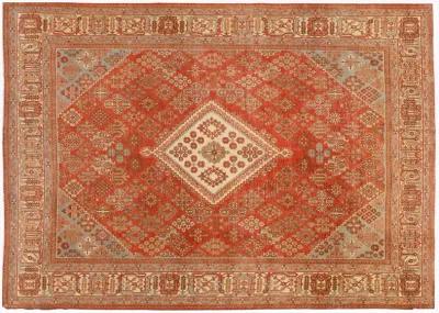 Antique Persian Joshegan Wool Rug - Apadana - Red - Red