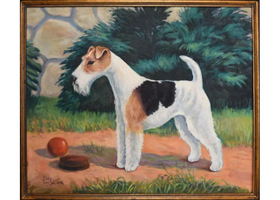 Wirehair Fox Terrier Dog Portrait C.1920 - Antiquarian Art Company - Brown