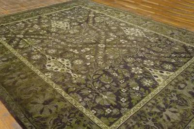 Indian Agra Rug 11'8" x 9'0" - Green - Green