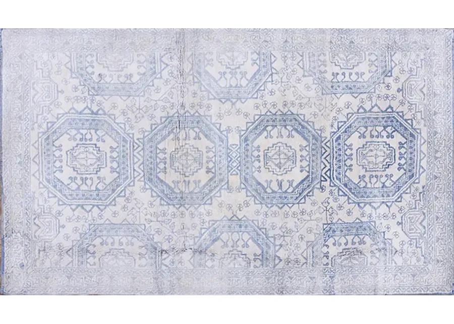 Indian Agra Rug 6'8" x 4'0" - Blue - Blue