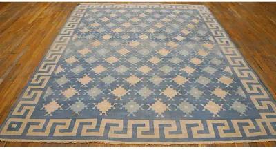 Indian Dhurrie Rug 8'0" x 10'0" - Blue - Blue