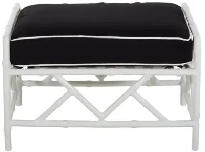 Kit Outdoor Ottoman - Black/White Welt