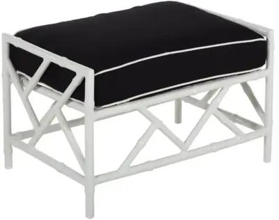 Kit Outdoor Ottoman - Black/White Welt