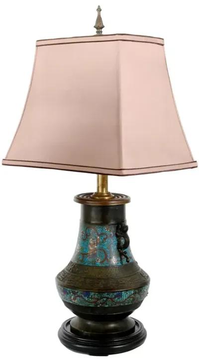 Antique Cloisonné Bronze Lamp - Rose Victoria