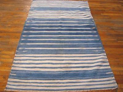 Indian Dhurrie Rug 6'3" x 3'8" - Blue - Blue