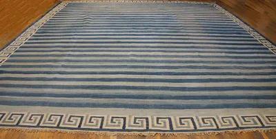 Indian Dhurrie Rug 16'2" x 14'4" - Blue - Blue