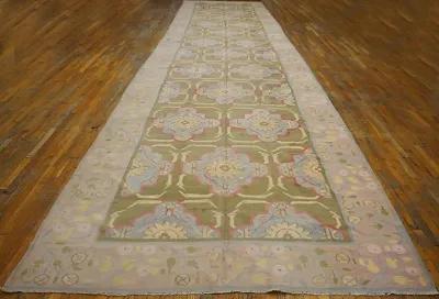 Indian Dhurrie Rug 28'2" x 6'8" - Green - Green