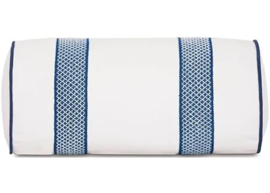 Willa 9x18 Bolster Outdoor Pillow - White/Navy