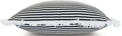 Ahoy 20x20 Outdoor Fringe Pillow - Black/White