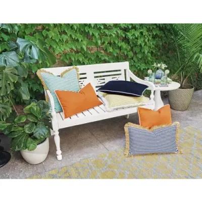 Ahoy 20x20 Outdoor Fringe Pillow - Lemon/White