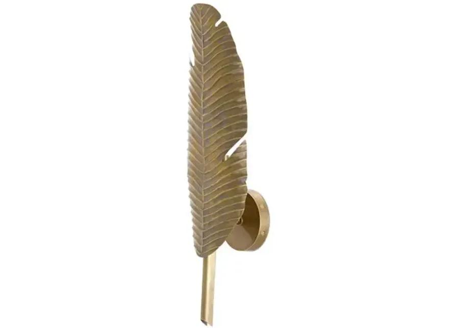 Tropical Leaf Sconce - Vintage Brass - Currey & Company - Gold