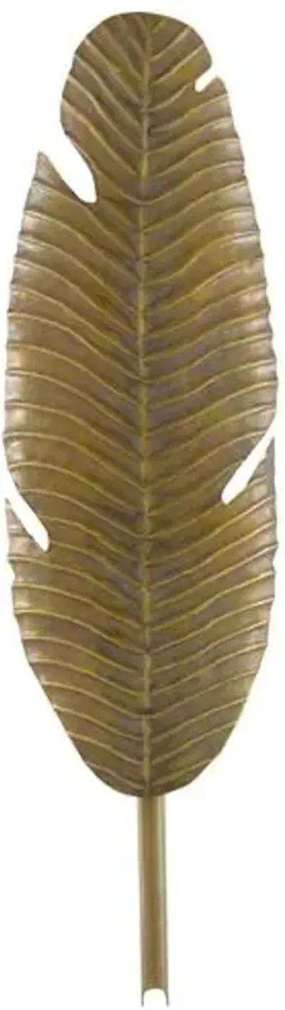 Tropical Leaf Sconce - Vintage Brass - Currey & Company - Gold