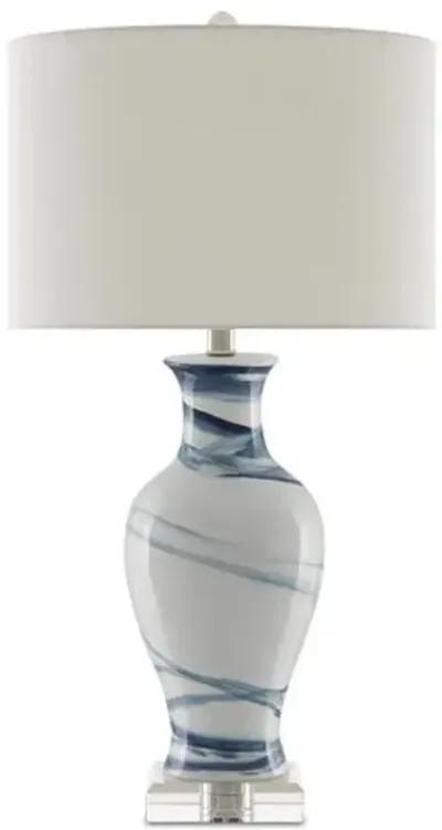 Hanni Porcelain Table Lamp - White/Blue - Currey & Company