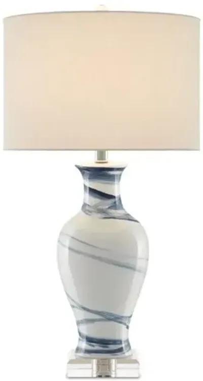 Hanni Porcelain Table Lamp - White/Blue - Currey & Company